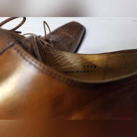 Paul Fredrick Mens Italian Leather Woven Oxford/Derby - Picture 7 of 8